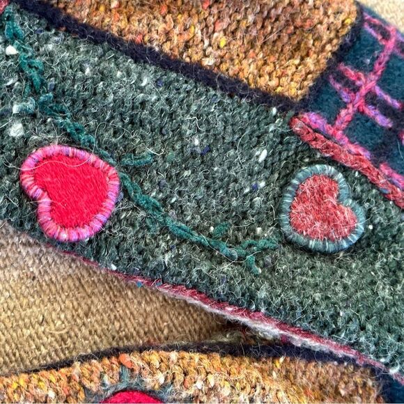 Vtg 90s Y2K Express Chunky Cardi Sweater Patchwork Wool Angora Blend Sz M Boho - Picture 6 of 11